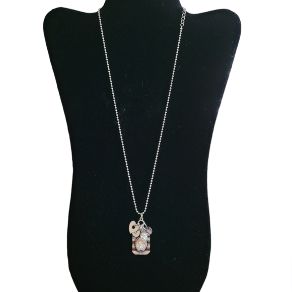 V.ln Style Silver and CZ Charm Necklace - Picture 1 of 4